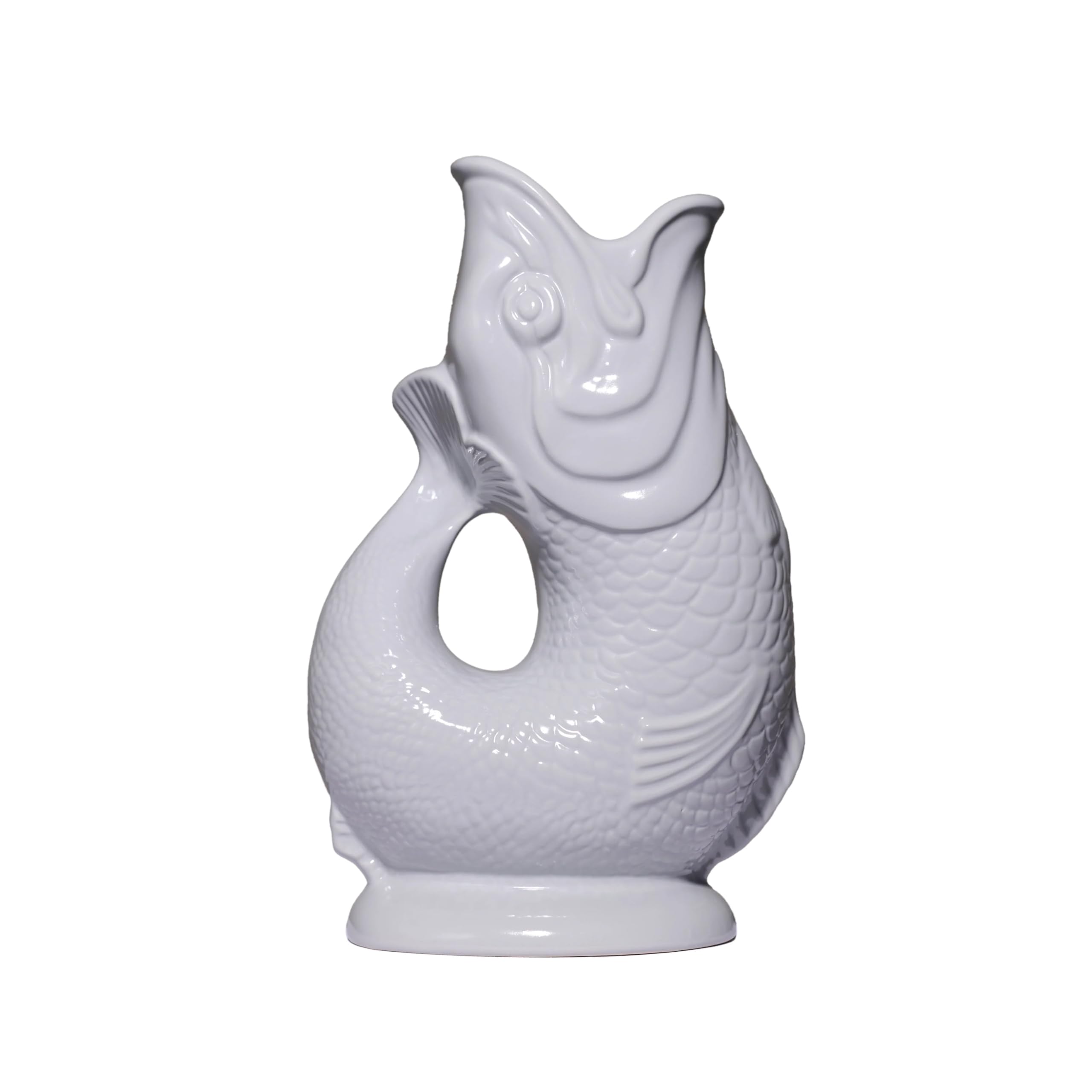 The Original Gluggle Jug - Oyster Glug Jug in XL, 28cm 1.4L - Gug Glug Fish Shaped Jug - Decorative Glugging Water, Cocktail, Wine & Gin Pitcher, Decanter or Vase - Hand Made in Britain