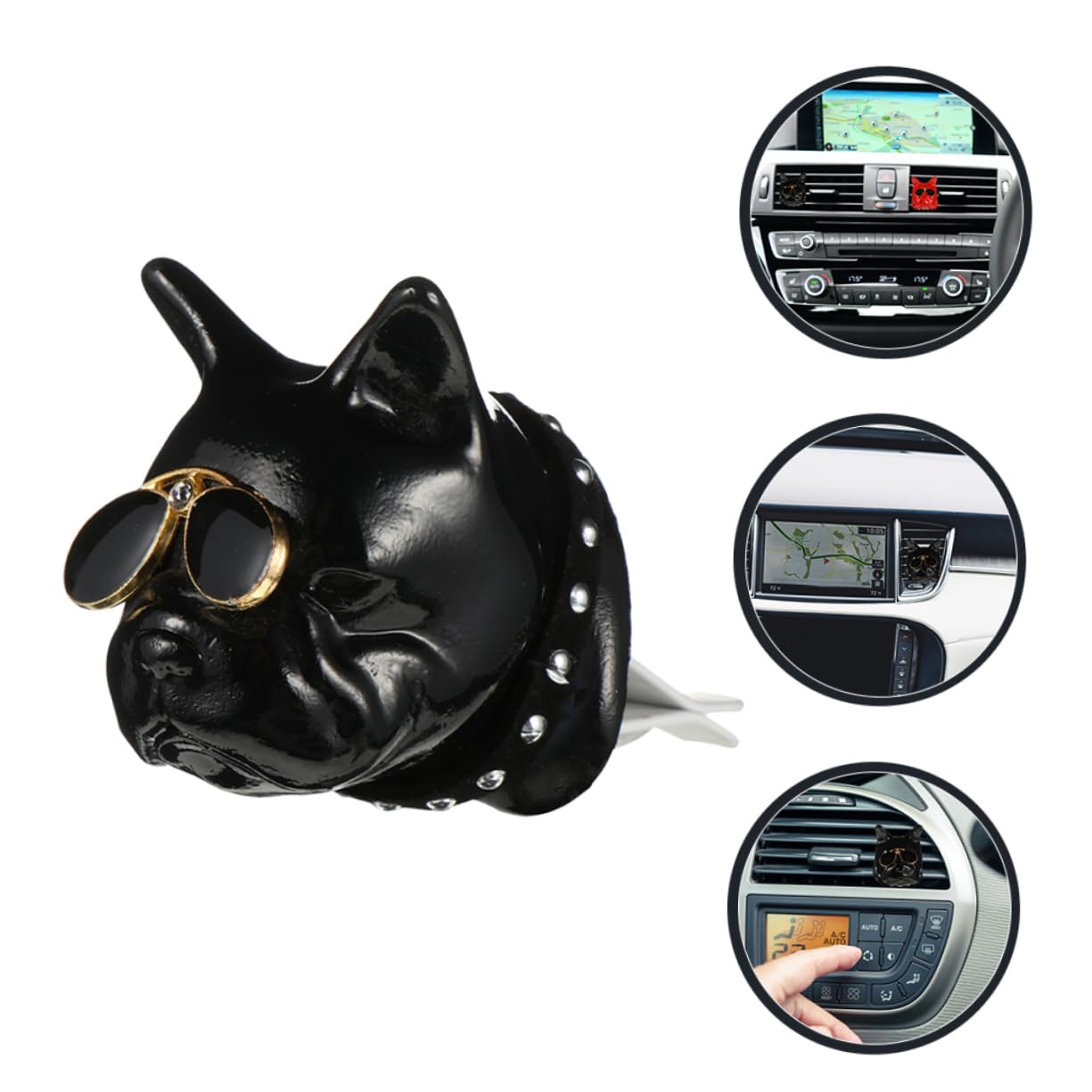 SOLUSTRE 3stücke Clip Für Lustiger Bulldoggenkopf Für Lüftung Auto-dekoration Und Duftspender Für Innenräume Mit Brille Langlebig Und