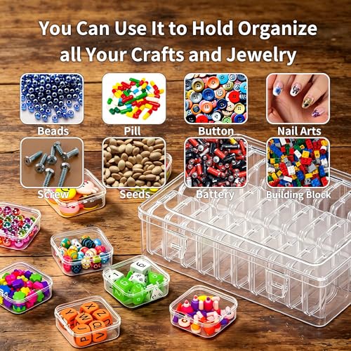 Image of 30pcs Mini Clear Plastic Bead Organizer Box, Small Jewelry Organizer, Suitable for Jewelry, Craft Supplies, Screws, Seeds, Bead Organizers and Storage
