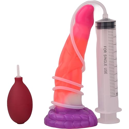 8.07" Luminous Squirting Dildo Silicone Anal Dildo Butt Plug Toy for Women, Realistic Ejaculating Dildo Suction Cup Dildo Adult Sex Toy, Flexible Dildo Anal Plug