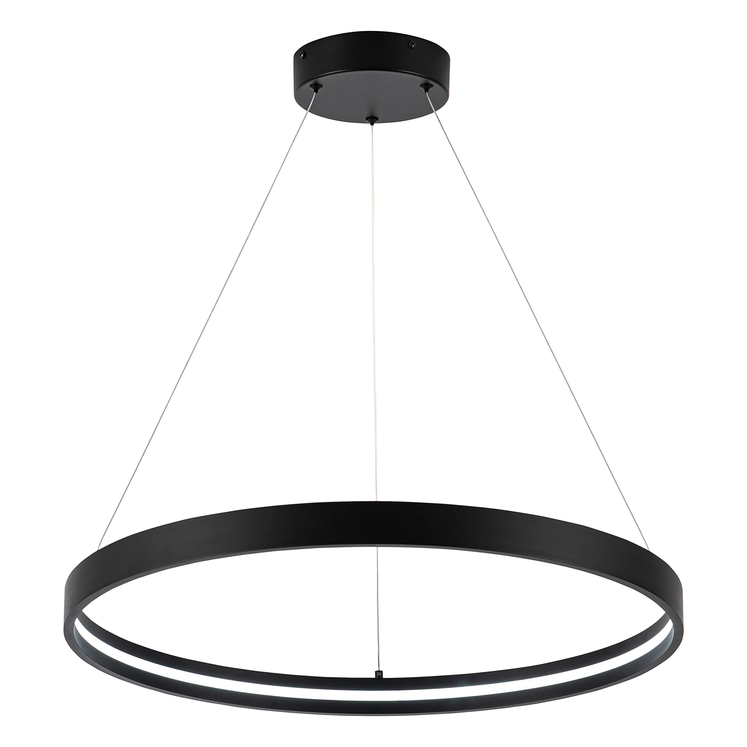 SUNMOO Modern Led Chandeliers Black, Dimmable Contemporary LED Chandeliers 1 Ring, Hanging Led Modern Pendant Light Fixture for Living Room Kitchen lsland Dining Room Foyer Office Entryway 6000k