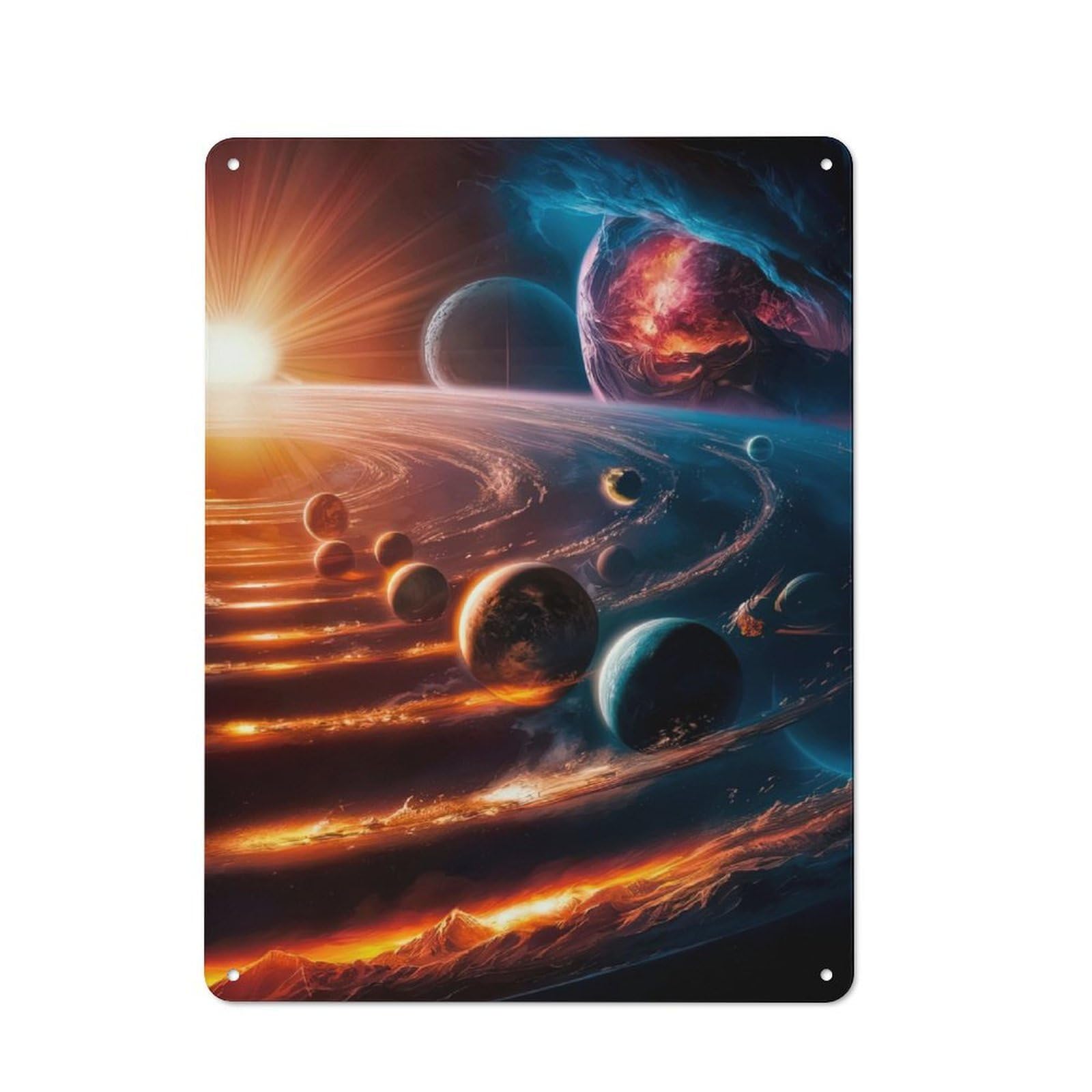 Junmoney Galactic Dance Of Orbits Tin Wall Plaque 40X30cm With For Studio Or Craft Room, Suited To Craft Room Decorators