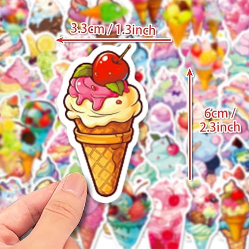 Miniatura 5 de 50 calcomanías de cono de helado, calcomanías de vinilo impermeables para adultos, adolescentes, niños, botellas de agua, laptop, equipaje,