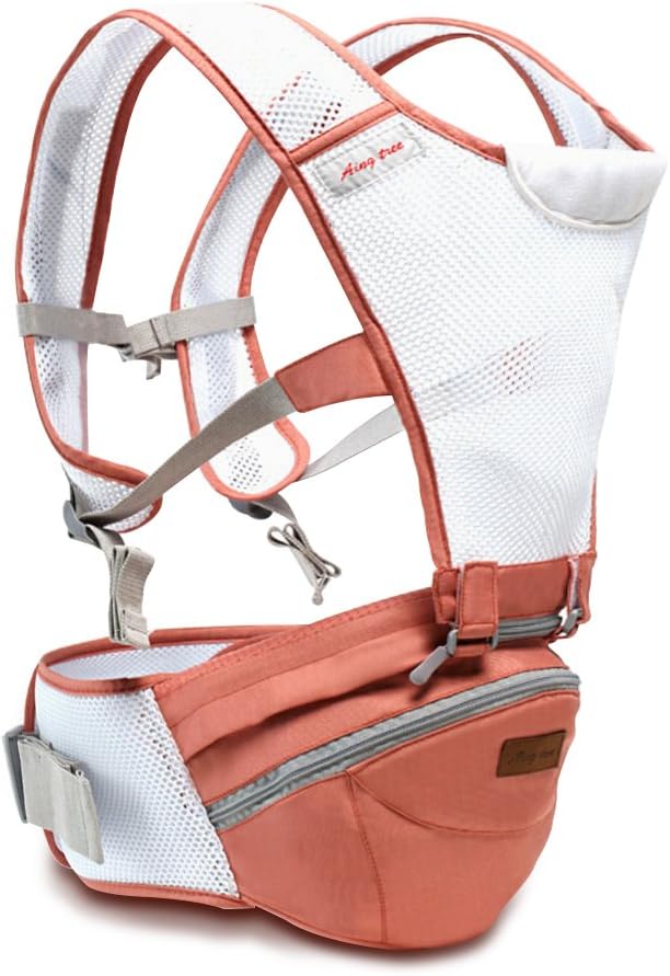 SONARIN360°Breathable Premium Hipseat Baby Carrier, Ergonomic, Mummy Bag,100% Cotton, Breathable mesh Backing, Easy to Carry and Easy Mom,Adapted to Your Child's Growing(Pink)
