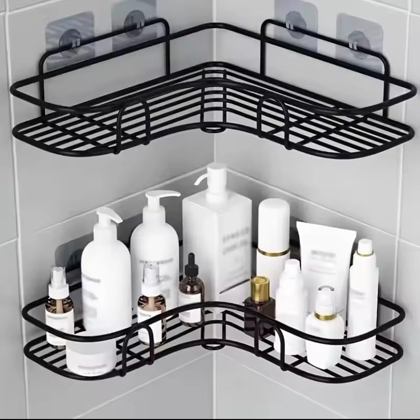 Monoski Shower caddy 2 Pack Adhesive Shower Organizer for Bathroom Storage Home Decor Kitchen No Drilling Large Capacity