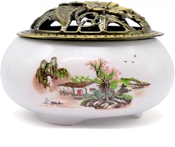 Sosoport Keramik Räuchergefäß Silber - Aromatherapie Duftstäbchenhalter Mit Flachem Boden