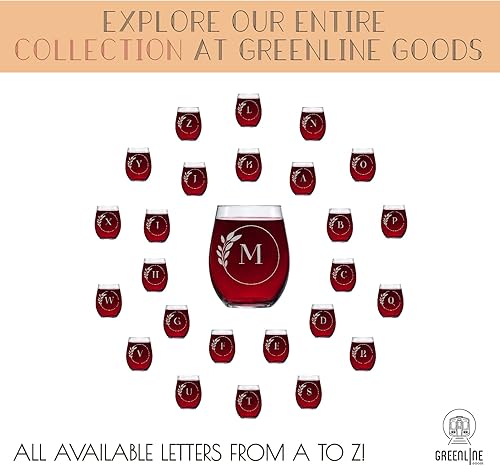 Miniatura 6 de Greenline Goods Copas de vino sin tallo con monograma de letra L, descubre nuestra copa de vino grabada con cristal, copa de cóctel con inicial