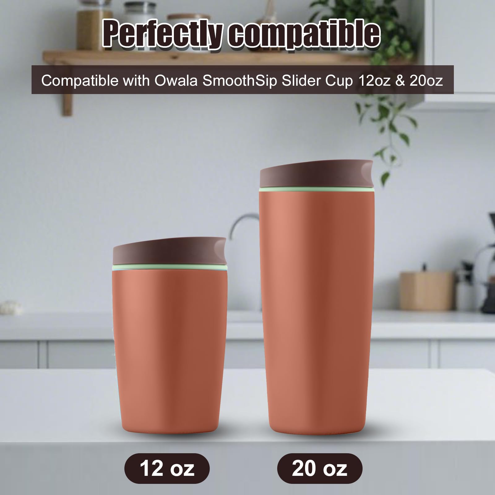Ersatzschieberdeckel für Owala SmoothSip 590 ml & 340 ml, obere Abdeckung, kompatibel mit Owala Kaffeebecher, Kaffee-Reisebecher, auslaufsicheres Zubehör, BPA-frei (Hellbraun)