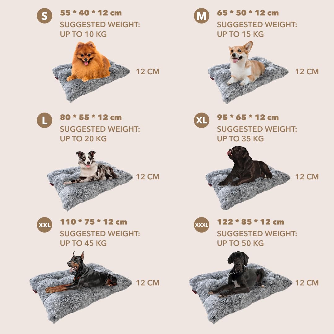 Dog Bed WITH LOVE, Washable, Crate Mattress, Calming Fluffy, Anti Anxiety, Deluxe Plush Mat with Anti-Slip Bottom, Size XL 95x65x12cm - Image 4