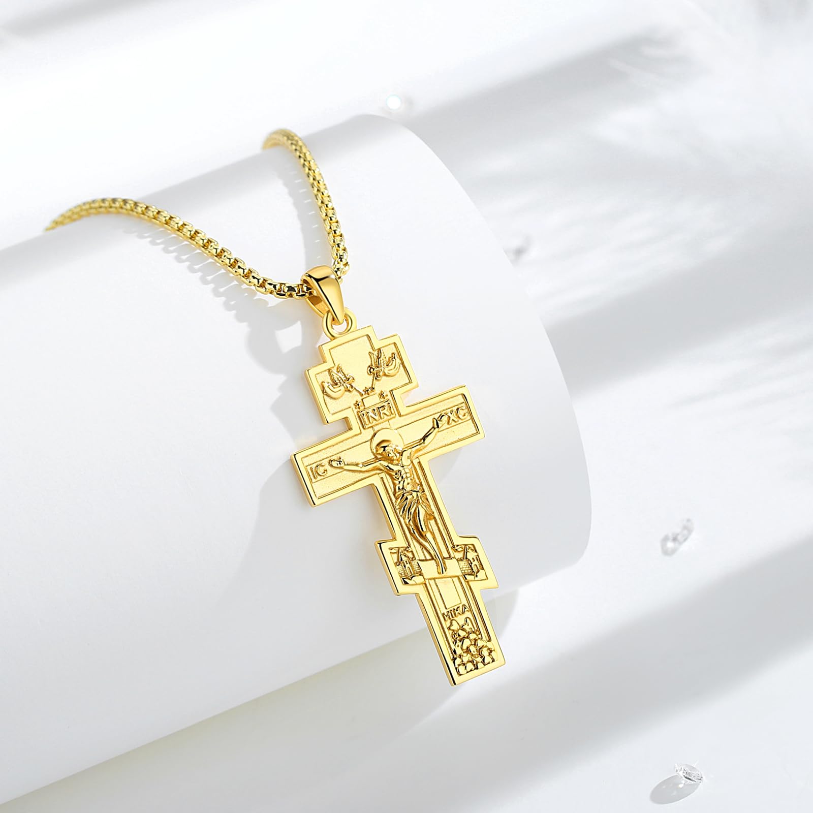 CELESTIA Collier Croix Argent 925 Croix Chretienne pour Femme et Homme Crucifix Pendentif avec Chaîne Réglable Acier Inoxydable Cadeau Spirituels