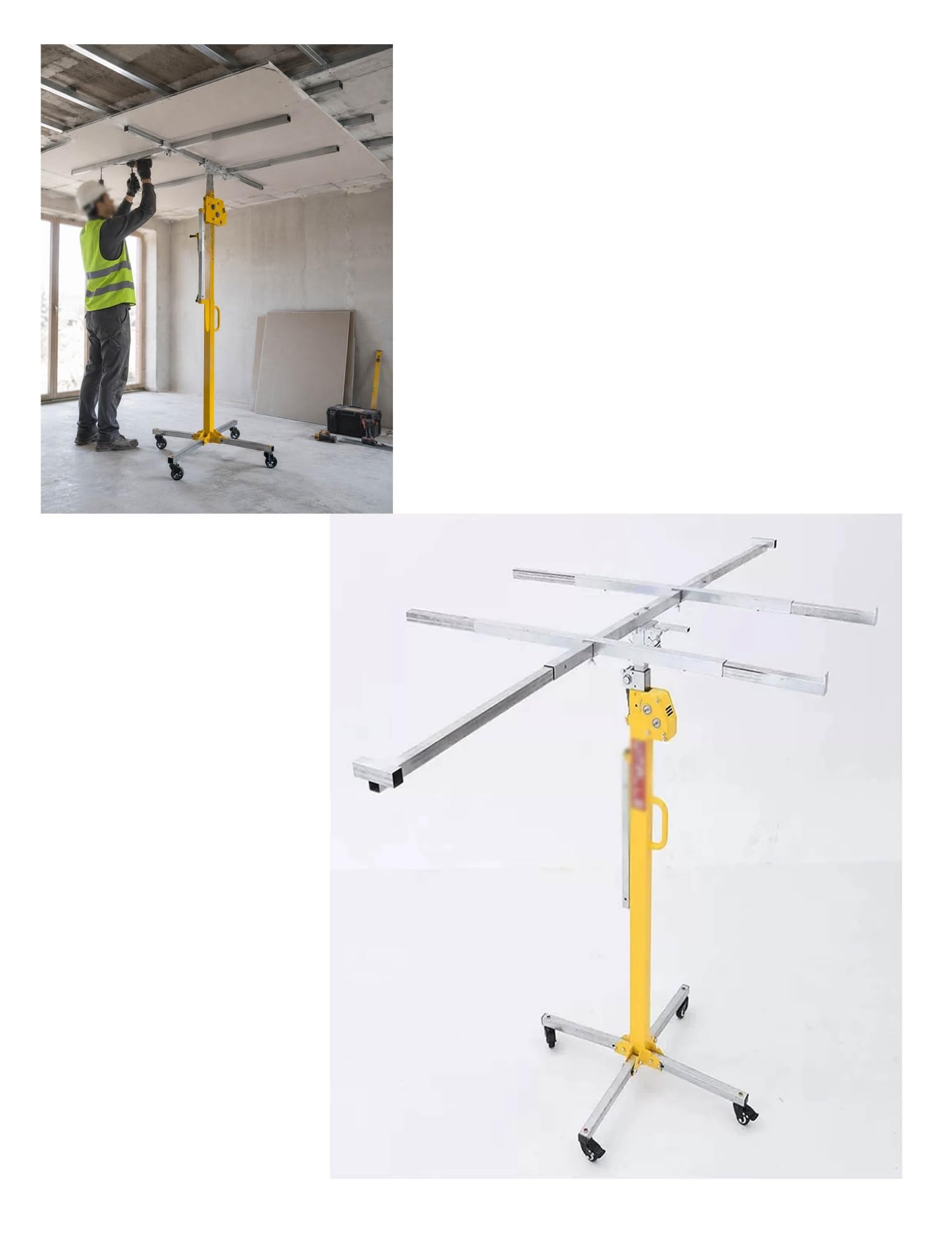 Sollevatore for pannelli for cartongesso, manuale ed elettrico a doppio uso, sollevatore for cartongesso rotolante for pareti e soffitti, martinetto for carichi pesanti con ruote(4.5meter/14.76ft)