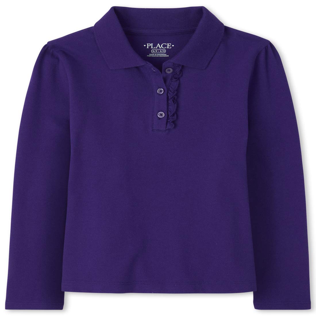 The Children's Place Girls' Uniform Long Sleeve Ruffle Pique Polo