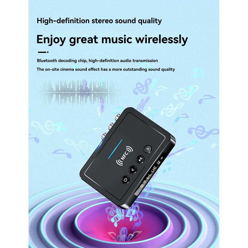 Ricevitore Trasmettitore Bluetooth 6.0 NFC FM Stereo Jack da 3,5 mm Adattatore Audio Wireless per TV, Altoparlante per Auto