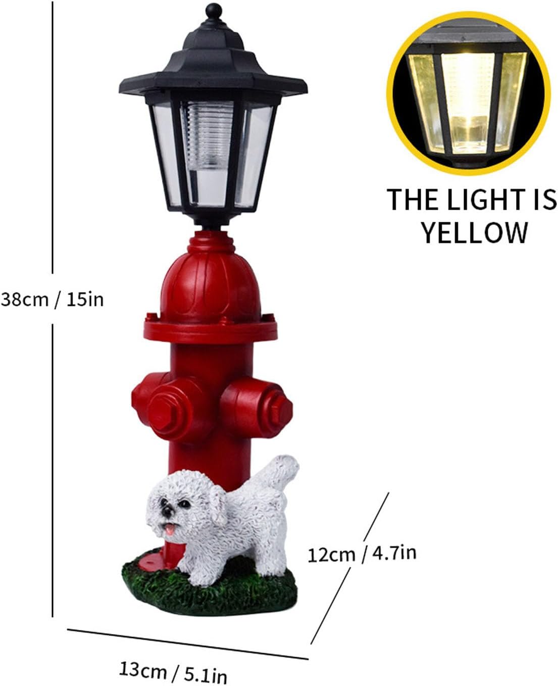Dog Fire Hydrant Solar Decorative Light, Solar Light Outdoor, Garden Statue Solar Lights, Solar Lights Outdoor Waterproof Pathway for Dog Party Garden Lawn Outdoor Decorations (Red)