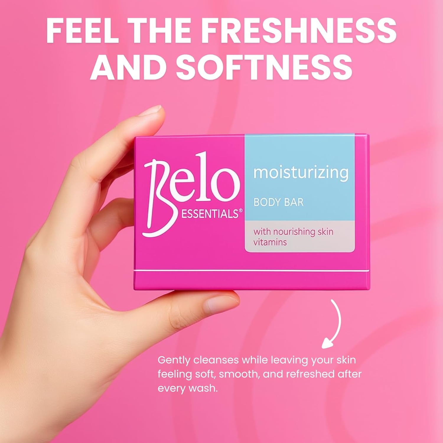 Belo Essentials Moisturizing Body Bar Gentle Cleansing Hydrating Bath Skincare Solution Smooth Texture Enhancer - 135g x 4 Bars