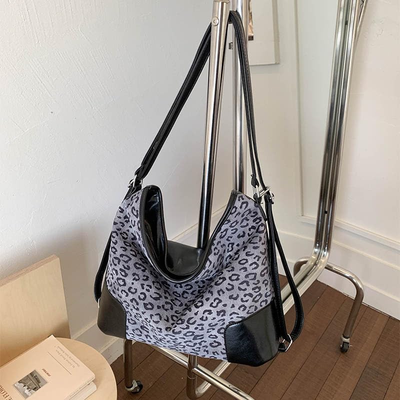 Image of y2k Cheetah Handbags for Women, Hobo Bag Cheetah Print Ladies Chic Shoulder Bags Tote Bag Leopard Print Large Crossbody