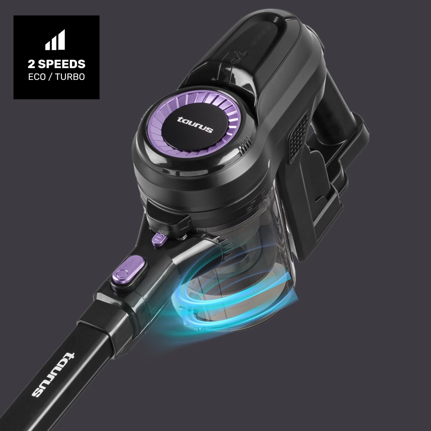 Taurus Aspirador escoba HS-2900 3-en-1 50 min Filtro EPA Modo Eco Turbo Negro