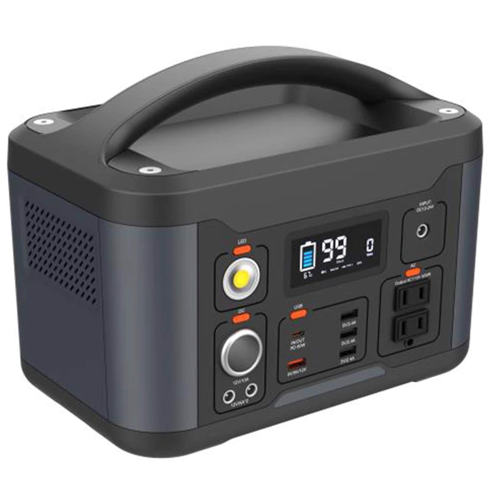 Central Eléctrica Portátil De 750W, 165000 Mah Supercapacidad Batería De Emergencia Cargador con Pantalla LED, Puerto CA CC Generador De Energía para Acampar, Viajes por Carretera