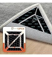 Duraone 12 PCS Rug Gripper with Triangle & Trapezoid Design, Non-Slip Double-Sided Carpet Tape fo...