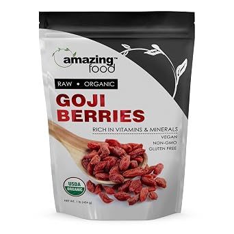 Amazing Food Goji Berry | 1 Lb | USDA Certified Organic | Nutrient Rich Snack | Raw | Vegan | Non-GMO | Gluten Free | Made in USA