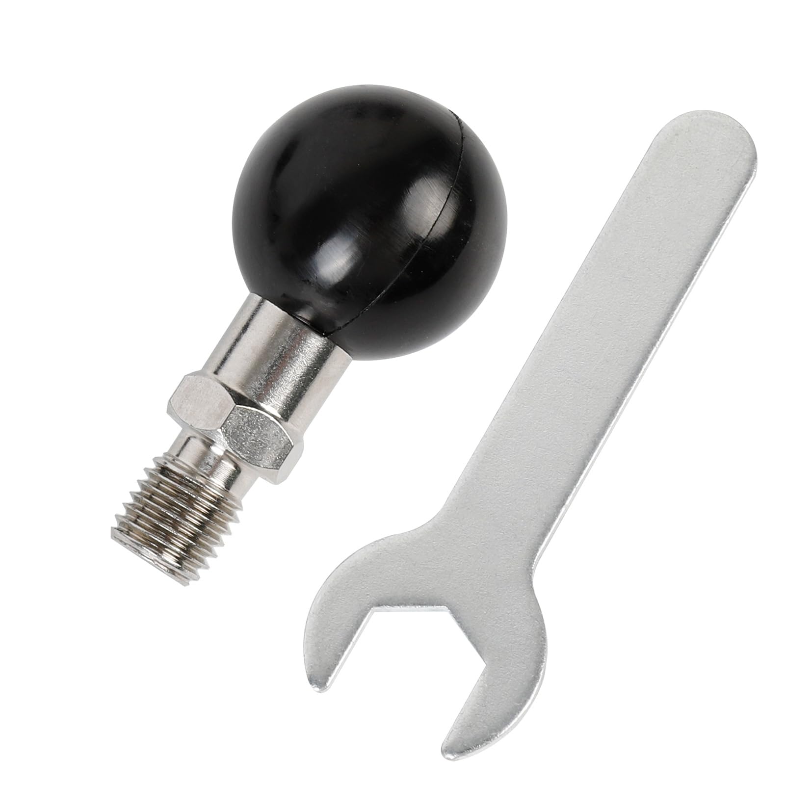 1'' ball adapter with m10 x 1.25 threaded post compatible with ram mounts b size double socket arm, 1 inch ball mount base for motorcycle bike atv rearview mirror