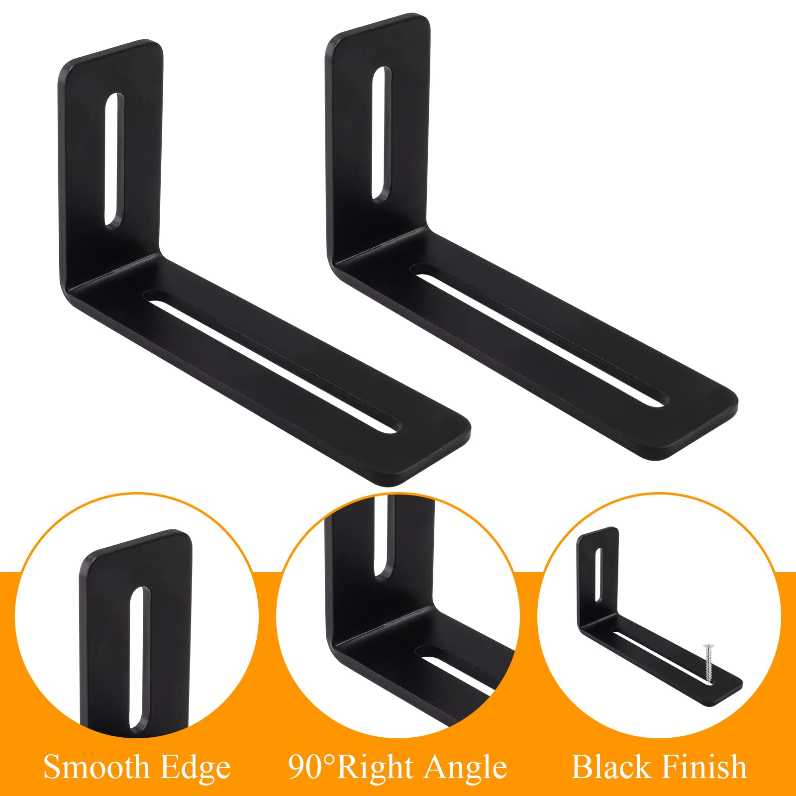 4 Pack L-Shape Metal Angle Brackets - Heavy Duty Adjustable Corner Braces For Shelves, Furniture & DIY
