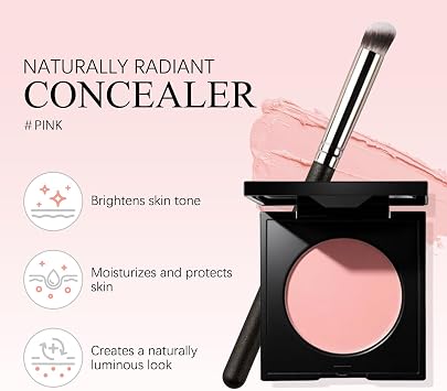 Luminance Under Eye Concealer & Brightener,Concealer Colour Corrector for Dark Circles,Pink Hydrating Lightweight Formula Tired Skin Correcting Brightener,Makeup for a Flawless,Quick