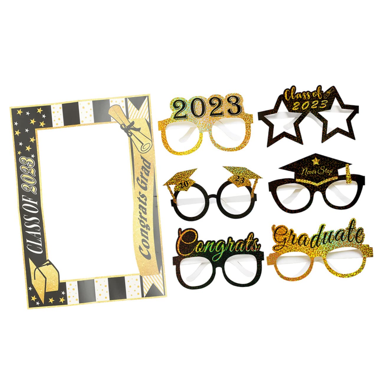 Cabilock 4 Ensembles Lunettes de Graduation de Accessoires Photo avec Cadre Papier pour Fête de Remise de Diplôme et Photobooth Décoration Amusante pour la