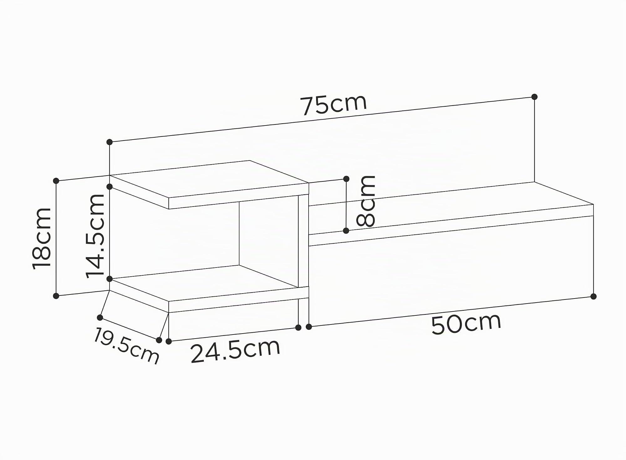 Hocuspicus | Modernes Wandregal Set mit 2 Regalen | Einzigartiges Gabeldesign | Wohnzimmer, Büro, und mehr | Buch- und Zubehör-Organizer | Wandregale mit Multi-Farboptionen | Anthrazit