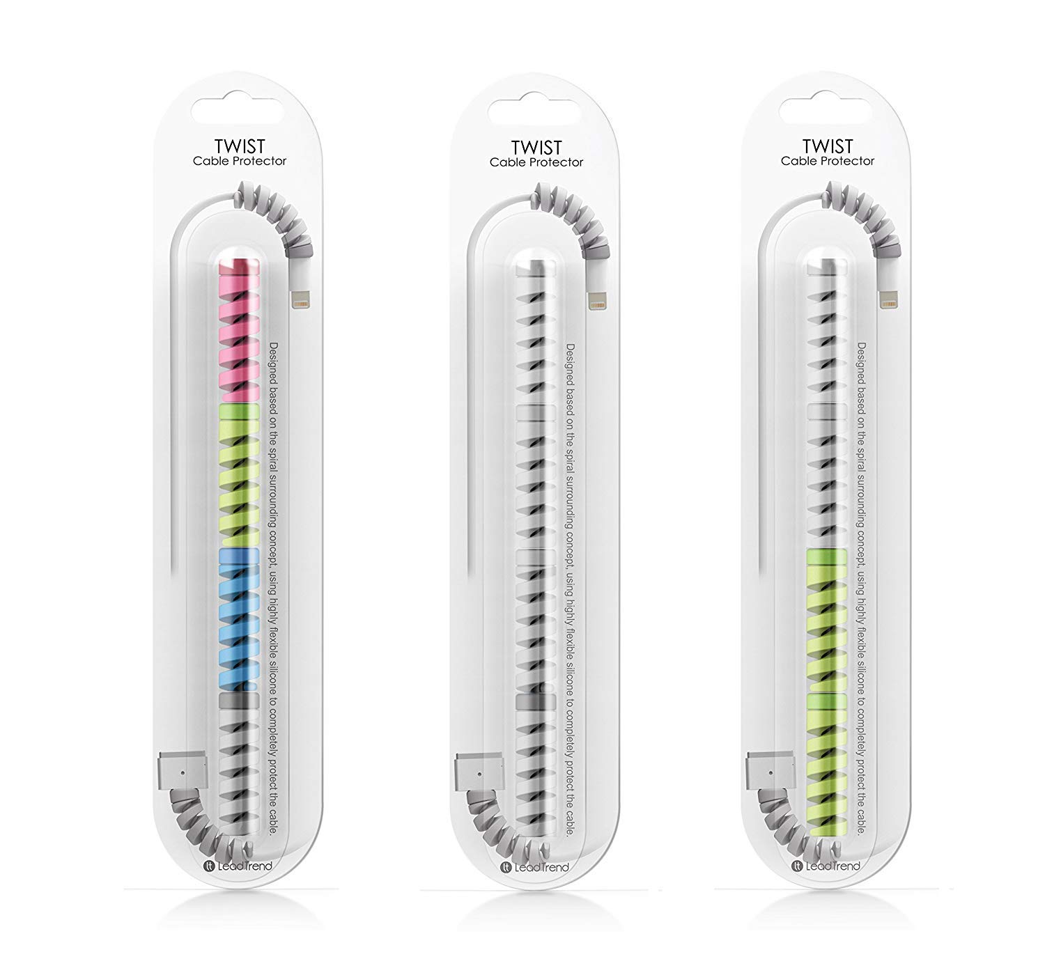 Finate Spiral Charger Cable Protector Data Cable Saver Charging Cord Protective Cable Cover Set of 3 (12 Pieces)