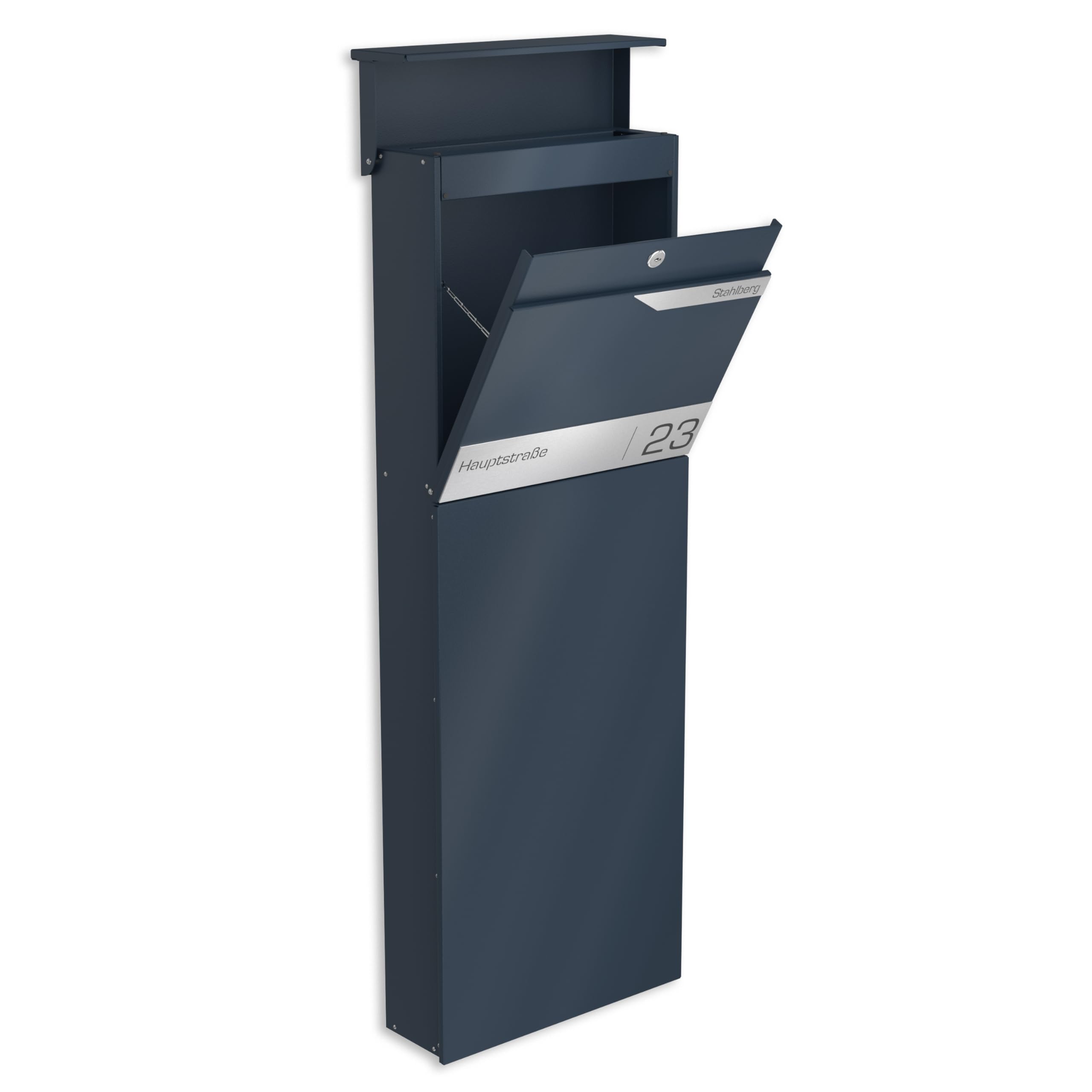 Graviers Boîte aux Lettres sur Pied Anthracite RAL 7016 - Design Robuste, Plaque Personnalisable en Acier Inoxydable, résistante aux intempéries, boîte aux Lettres
