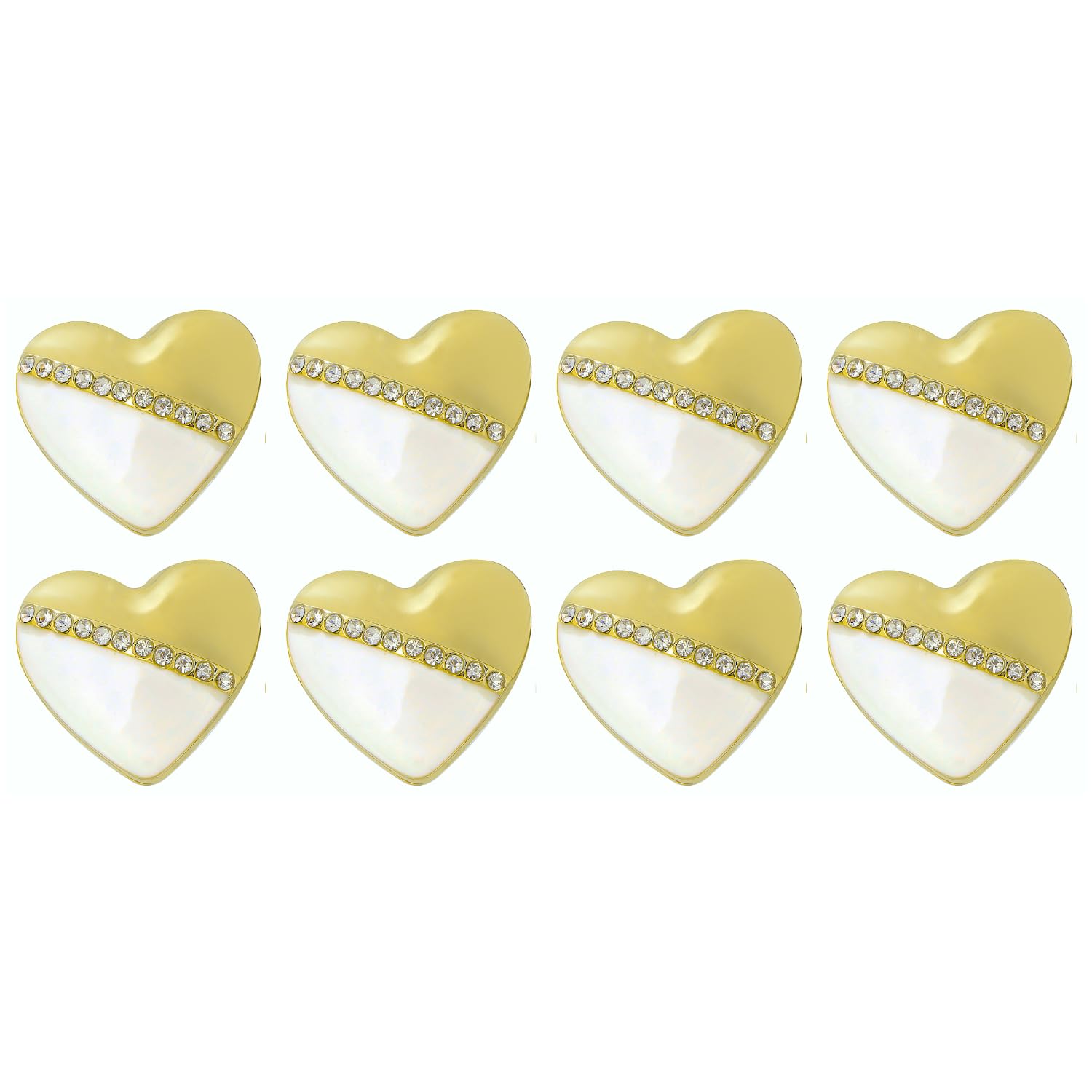 Ani Accessories Rhinestone Diamond Metal Shank Button Heart Shape 2 Colour Diamond for Coat Indo-Western Sherwani (Pack of 8 Pcs Big, Heart Shape (Golden + White))-picture-41