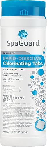 SpaGuard Pestañas de cloro de disolución rápida para spas y spas de natación, 1.25 libras, desinfectante y oxidante de disolución rápida, restaura