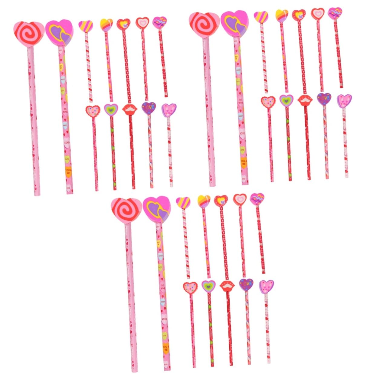 VILLCASE 3 Ensembles Crayon Saint Valentin Crayons De De Fête Remplisseur Gommes Fin Empiler Cœur Terme À Thème Gommes Mignonnes Service Stylo Le Stylo À Motif Coeur Bois 18 Pièces X 3