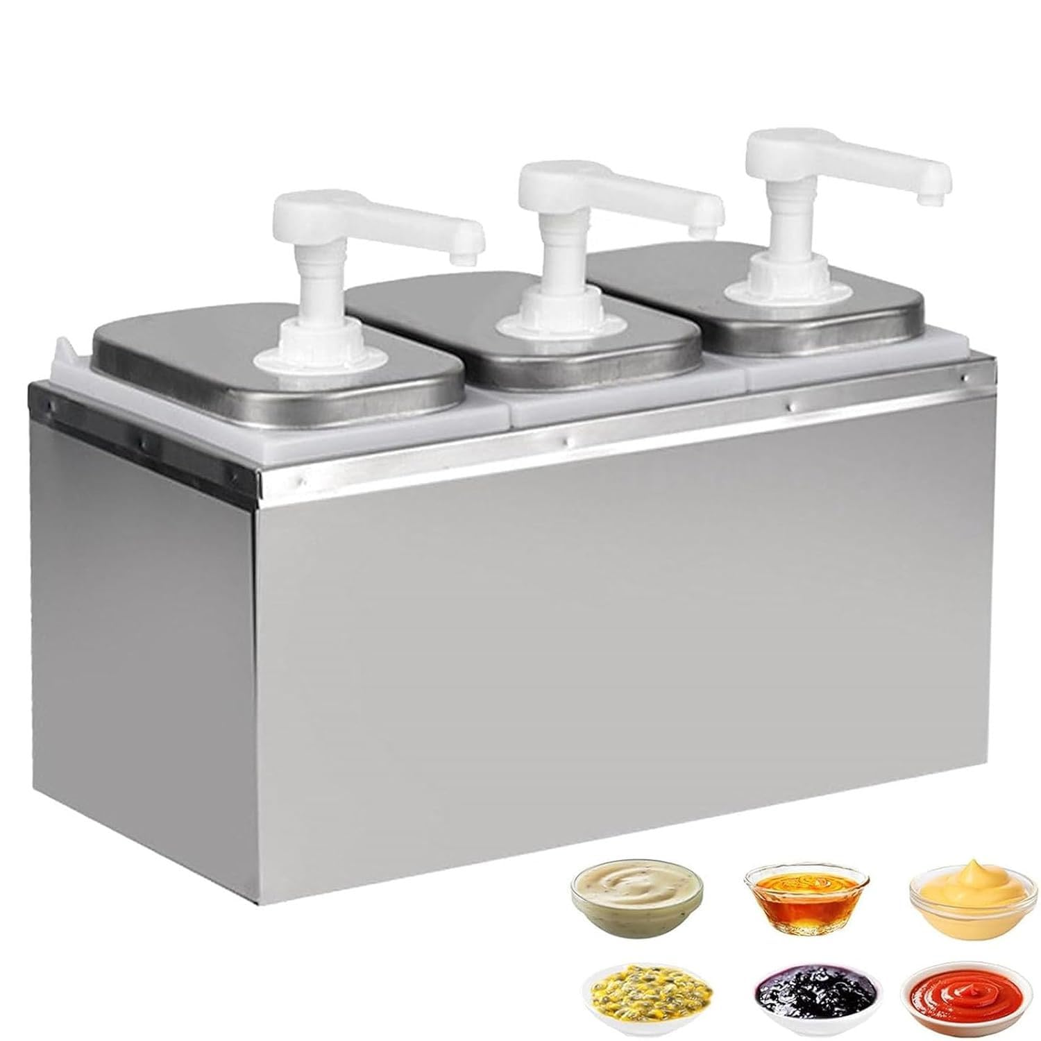Pompa dispenser per salse, stazione di condimento di grande capacità con testa di pressione rotante a 360°, rimbalzo rapido per ketchup, senape, sciroppo, cucina, casa, ristorante