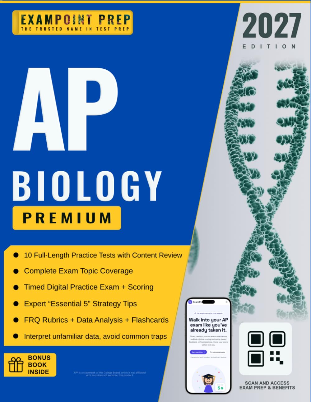 ExamPoint AP Biology Premium Exam Prep: 2027 Edition: 10 Practice Tests + Content Review + Answer & Explanation Study Plan + Online Practice Exams + ... + Biology Flashcards (Sheldon Review AP Prep)