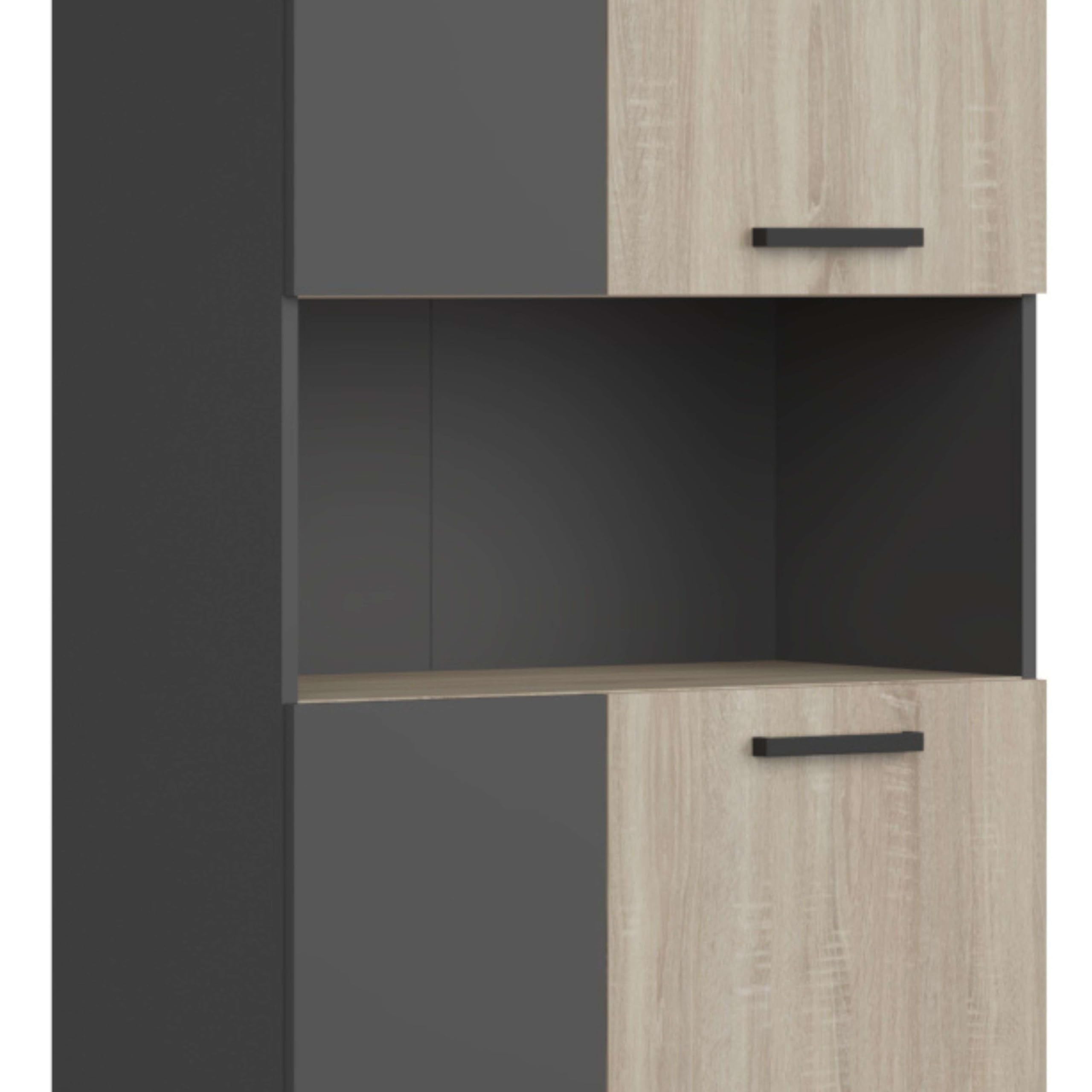 Miroytengo Armario de Oficina Nibis 2 Puertas Cuenta con 1 Hueco de Almacenamiento en el Centro Roble Sonoma y Gris Antracita 80x223x40 cm