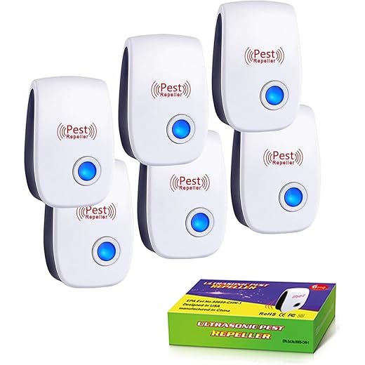 Ultrasonic Pest Repeller Indoor Plug-in, Electronic Rodent Repellent for Mice, Rats, Roaches, Ants, Spiders, Mosquitoes, and Insects, 6-Pack