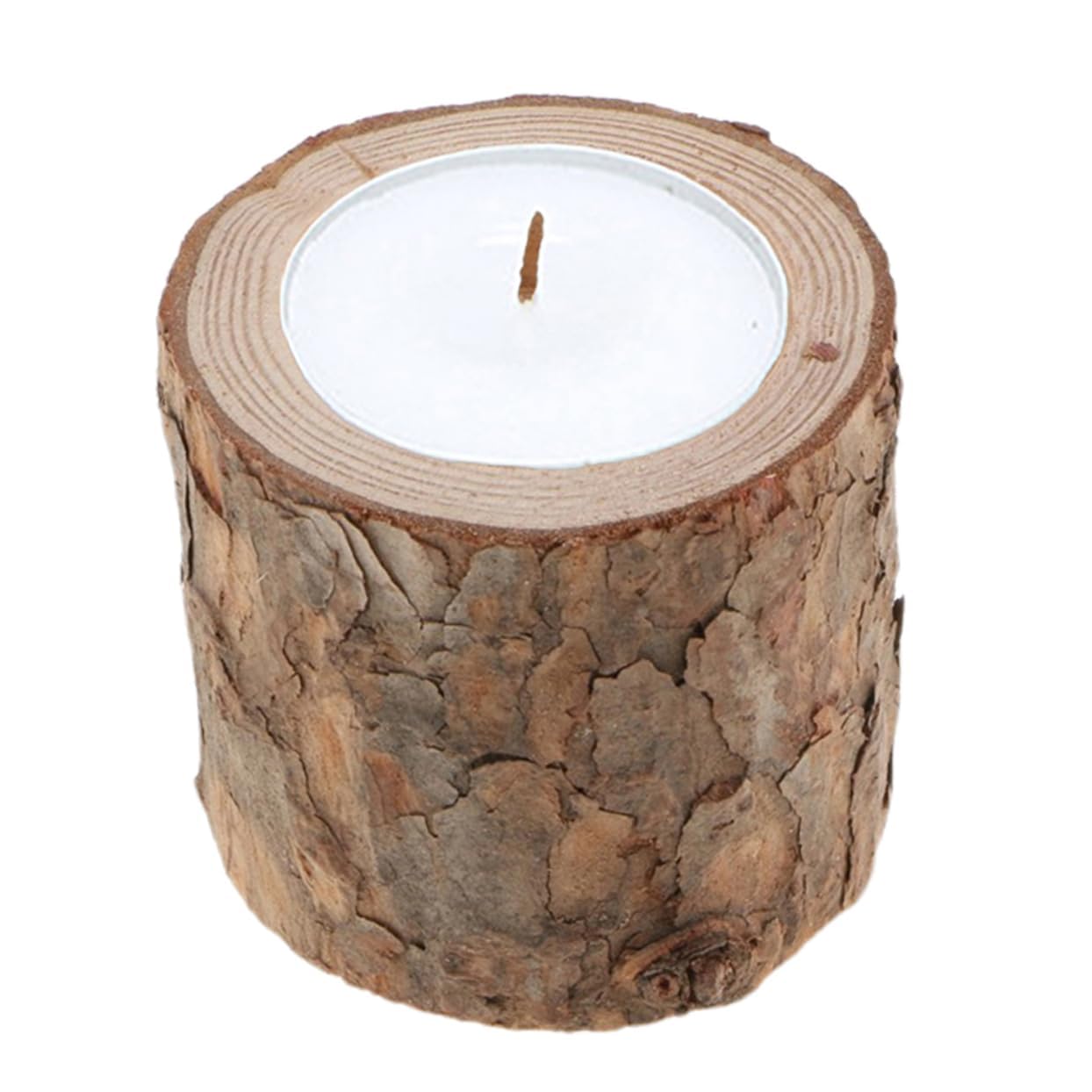 Rustic Wooden Candle Holder - Natural Wooden Stump Candlestick for Home D�cor & Events-image-25