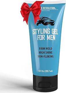 Hair Gel for Men Strong Hold - Mens Hair Gel Extra Strength - Styling Gel for Hair Clear Hair Gel - Firm Hold Gel Hair High Shine Non-Flaking Curly Hair Gel (10oz)