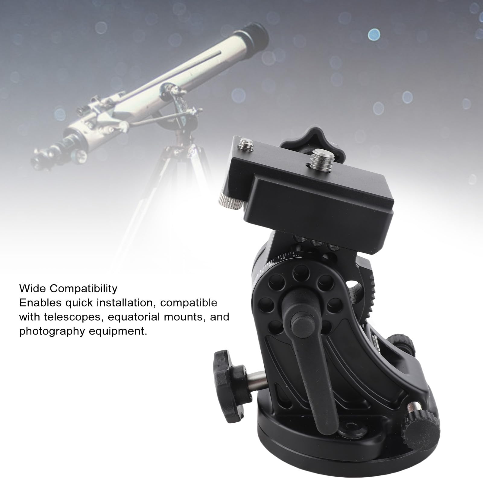 Dpofirs Asiento de Latitud del Telescopio, Aleación de Aluminio de Ajuste de Latitud con Perillas Duales, Soporte de de Cuña Ecuatorial para Accesorios del Telescopio Astronómico