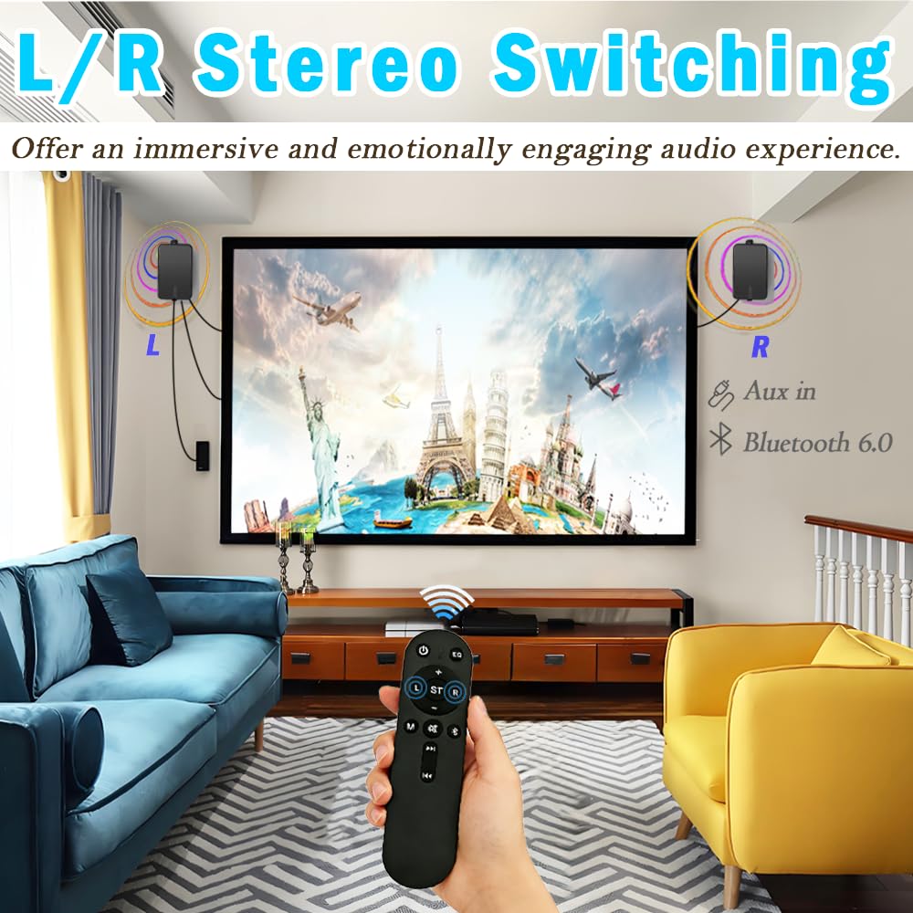 YVU Głośnik zewnętrzny Bluetooth / kanał stereo 400 W / aktywny pasywny głośnik ścienny / bezprzewodowy system dźwiękowy synchronizacji na werandę, patio, garaż, pawilon, basen (MZ-622C, para)