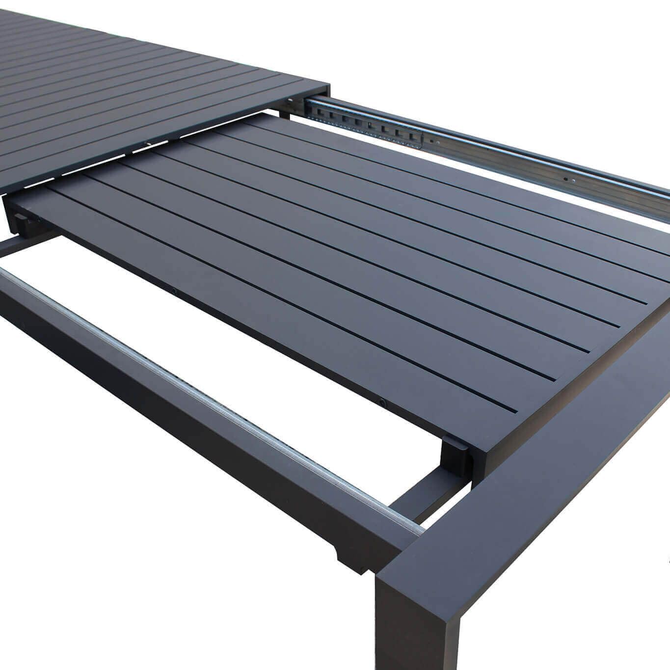 milani home - tavolo da giardino allungabile, alluminio, 8 posti, antracite, piano 135/180 x 70 cm