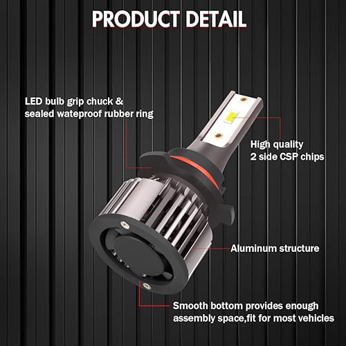 Miniatura 9 de Bombillas LED aptas para GMC Sierra 1500 2500 (2003-2006), haz alto 9005+9006 luz baja+9145 bombillas LED antiniebla, 6000K 18000LM más brillante,