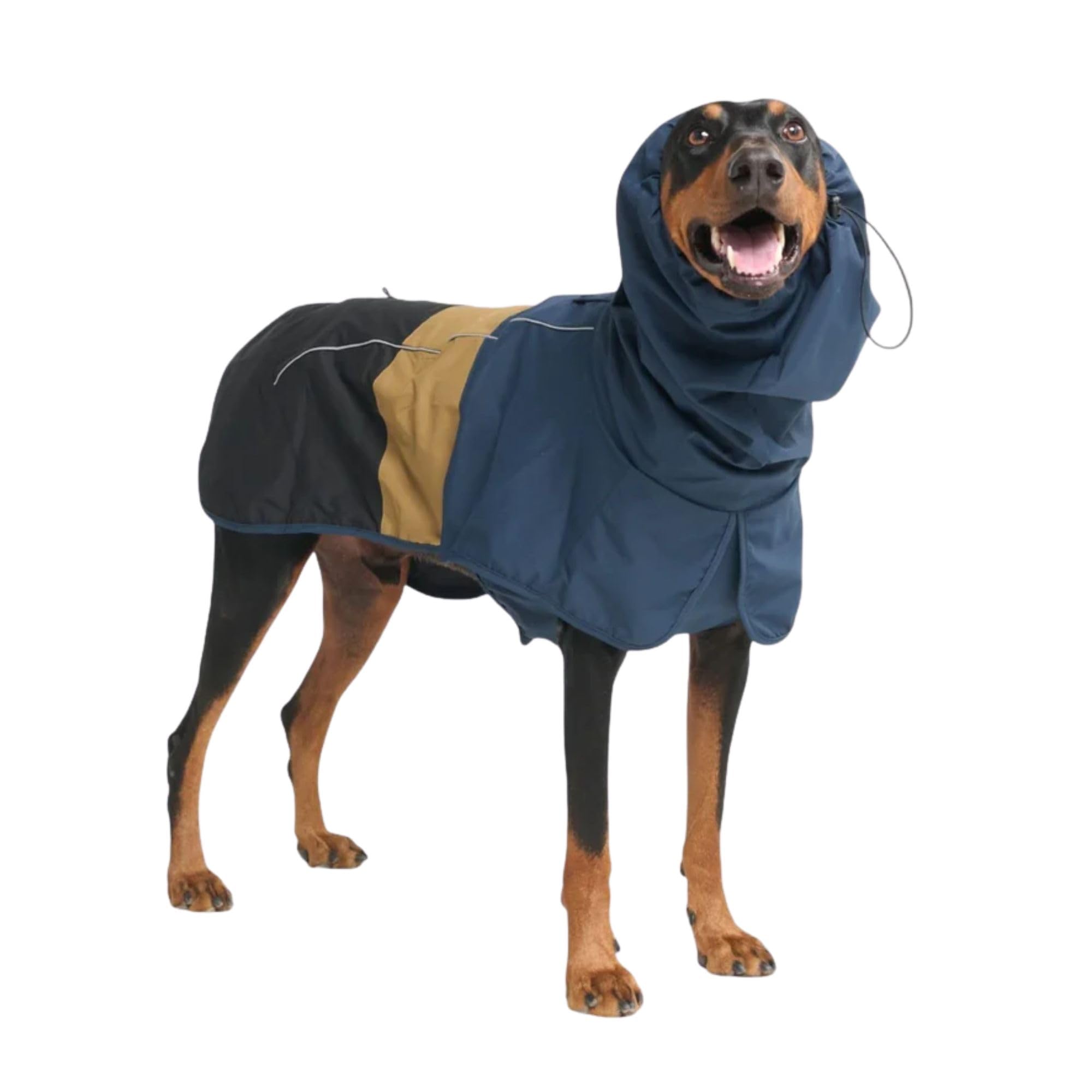 Spark Paws Dog Raincoat, Waterproof Coat Rain Jacket for Small Medium Large Dogs, Reflective Breathable Full-Body Coverage - Blue Gold Black - 4XL