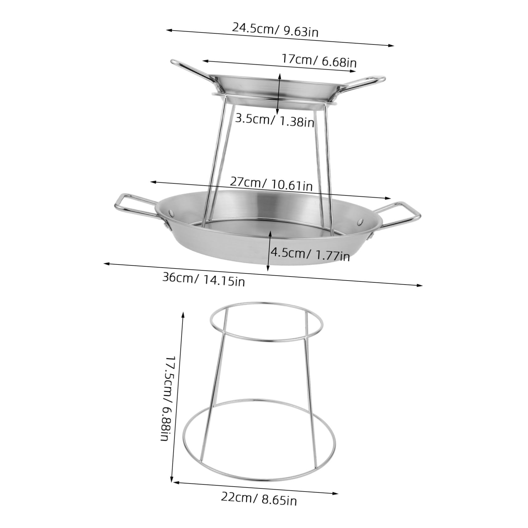 PRETYZOOM 1Set Double Layer Stainless Steel Seafood Serving Tower Multi Occasion Buffet Display Stand for Sashimi Oysters BBQ Elegant and Easy to Clean Seafood Tray