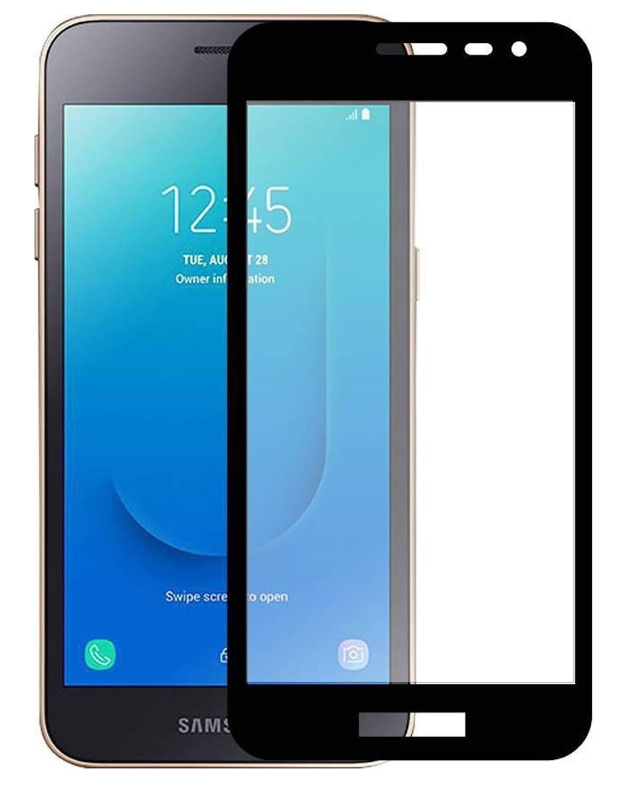 KML Crafts Villa Tempered Glass Screen Protector Guard for Samsung Galaxy J2 Core with Edge Coverage, Black