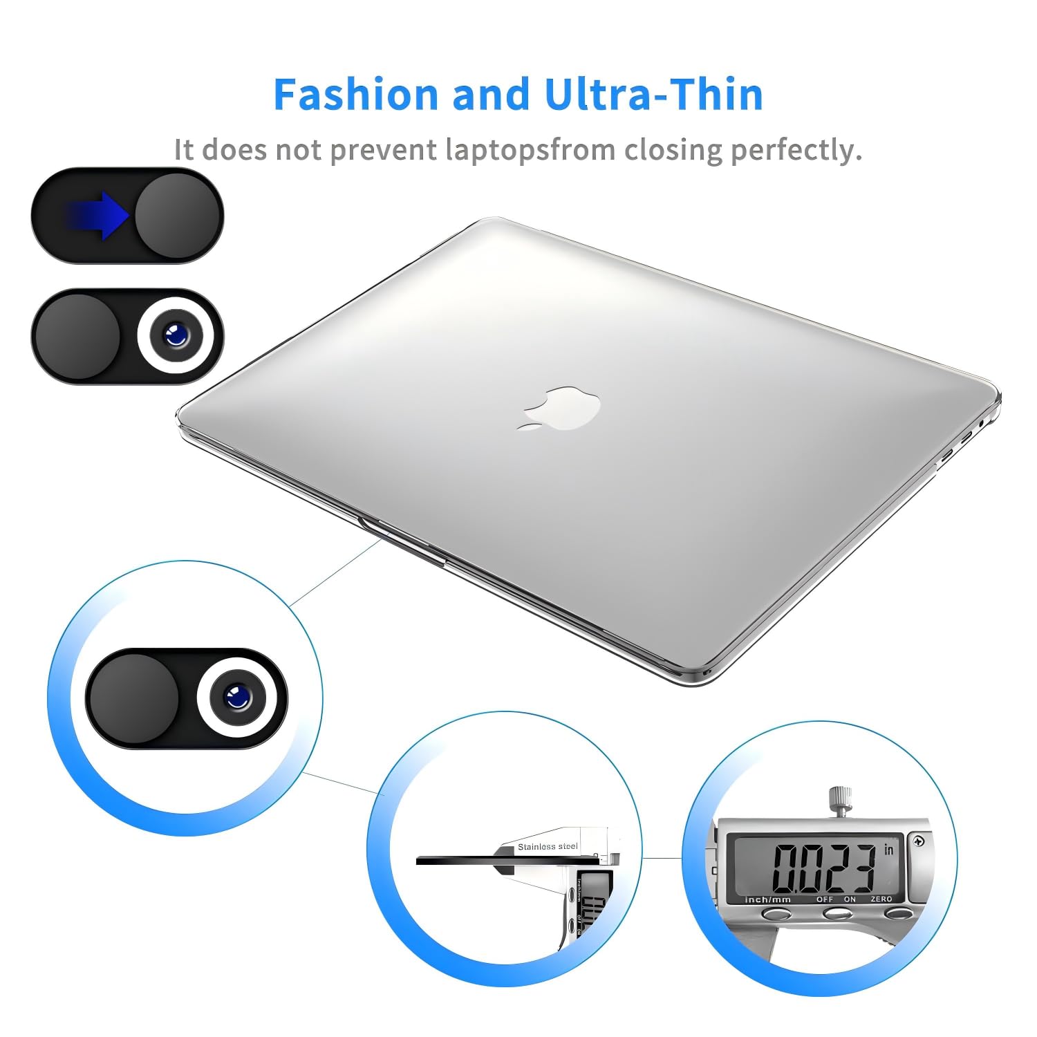 Funda para cámara web (2 unidades, metal negro), funda de cámara de 0.02 pulgadas para laptop, MacBook Pro, MacBook Air, iMac, iPad, PC/computadora, tableta para proteger tu privacidad 5