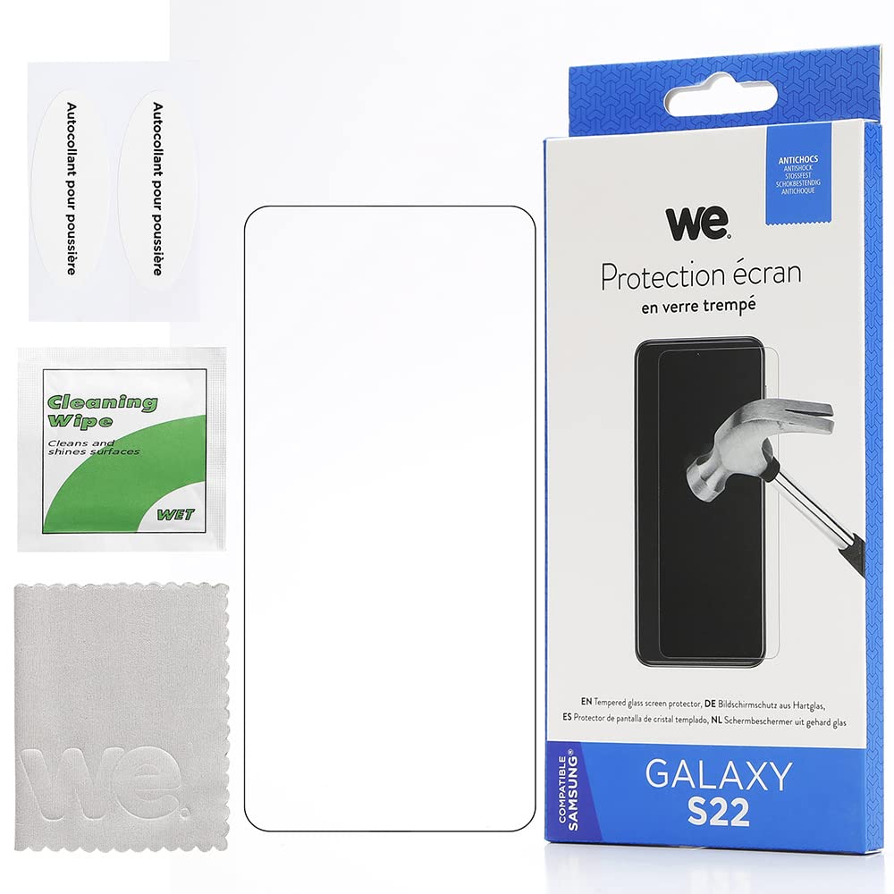 WE Vetro temperato per [Samsung Galaxy S22] – Pellicola protettiva anti-graffio – anti-bolle d'aria – ultra resistente – durezza 9H Glass