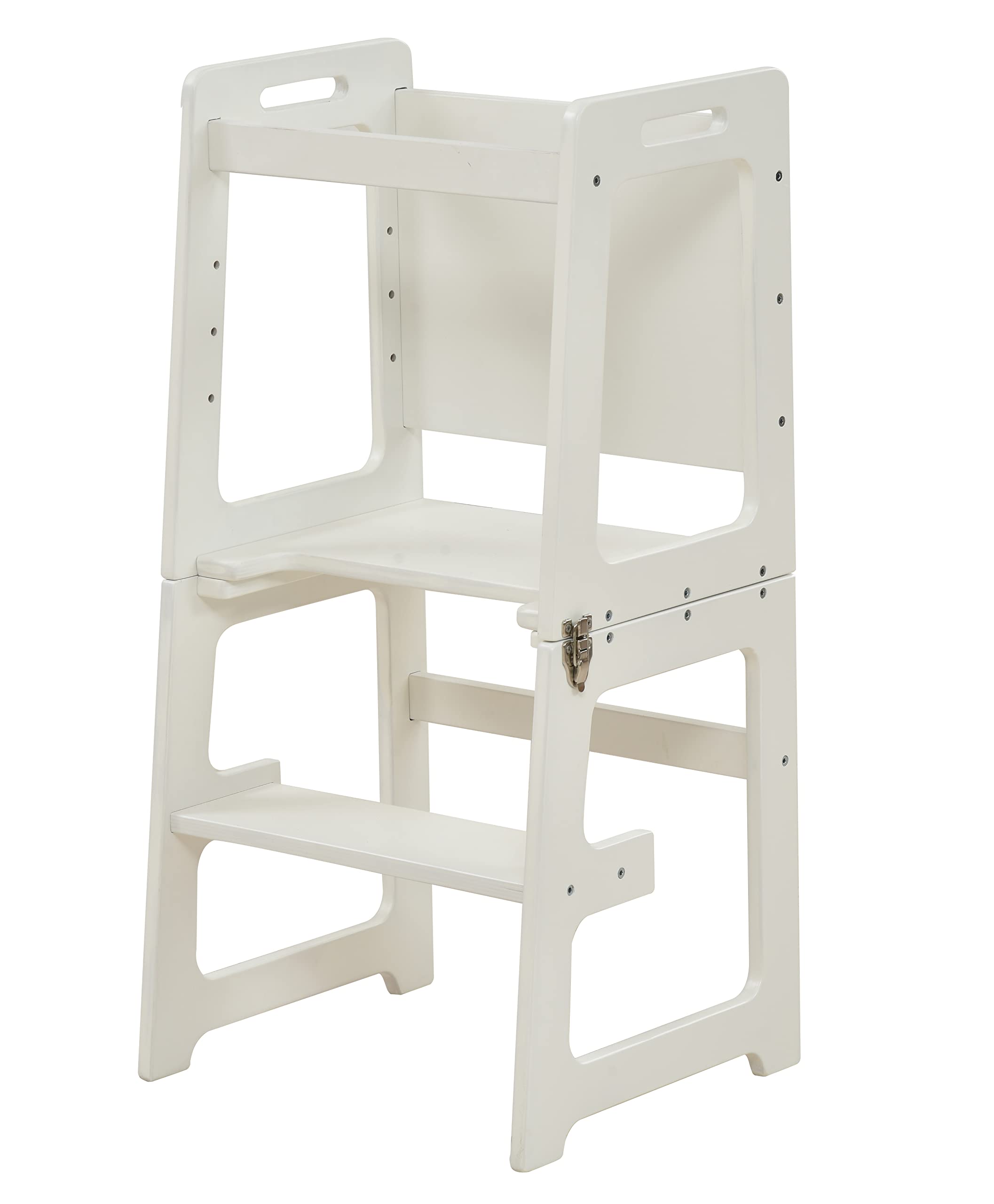 Avenlur Date 4-in-1 Foldable Tower - Toddler Step Stool with Chalkboard, Desk and Chair - Montessori and Waldorf Style Stool for Ages 18 Months to 6 Years